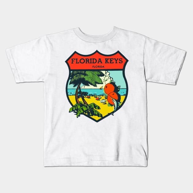 Vintage Florida Keys Decal Kids T-Shirt by zsonn